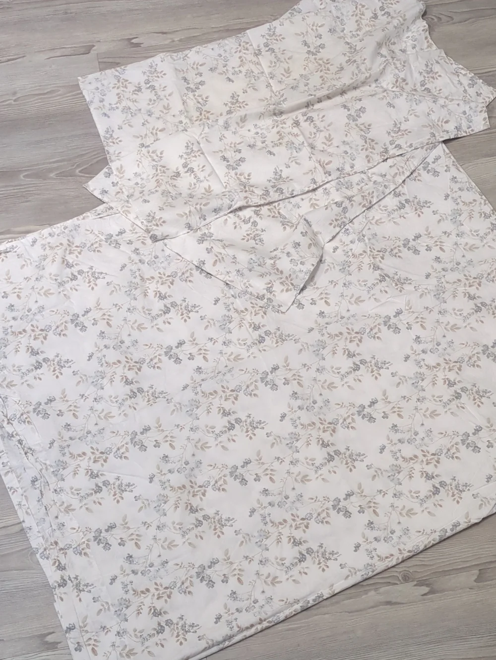 Laura Ashley Full Flat Sheet 2 Pillowcases 3 Piece Blue Floral Cottagecore Cotto